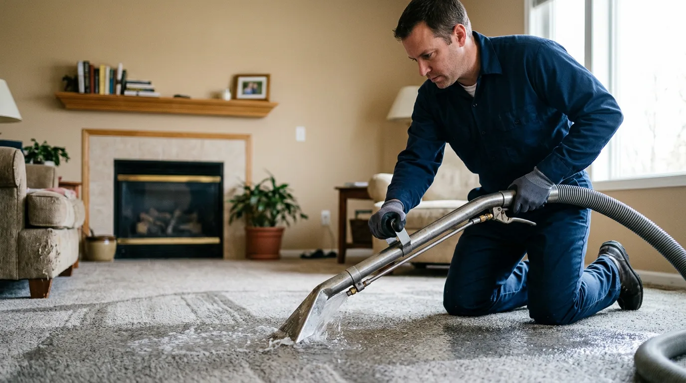 Water damage restoration technician working near Rahway, NJ